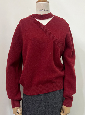 Time RoaD/汤米诺商场韩式休闲风挂脖针织衫女毛衣2025冬季新款