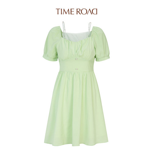 商场同款气质极简法式方领