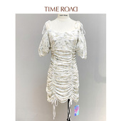 中长款 Time 裙子 连衣裙女夏季 新款 RoaD 汤米诺甜辣抽绳碎花荷叶袖