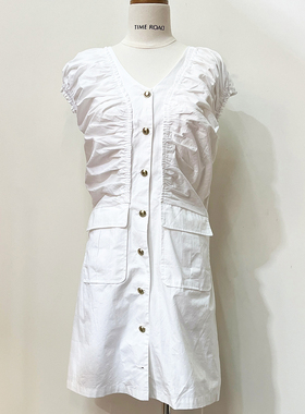 Time RoaD/汤米诺夏新款V领全棉贴身无袖马甲裙女显瘦百搭连衣裙