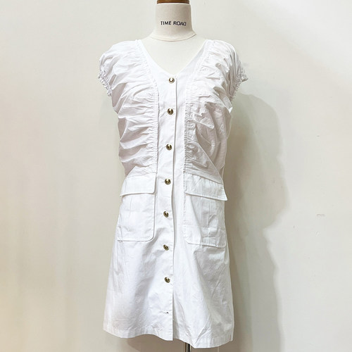 汤米诺夏新款V领全棉贴身连衣裙