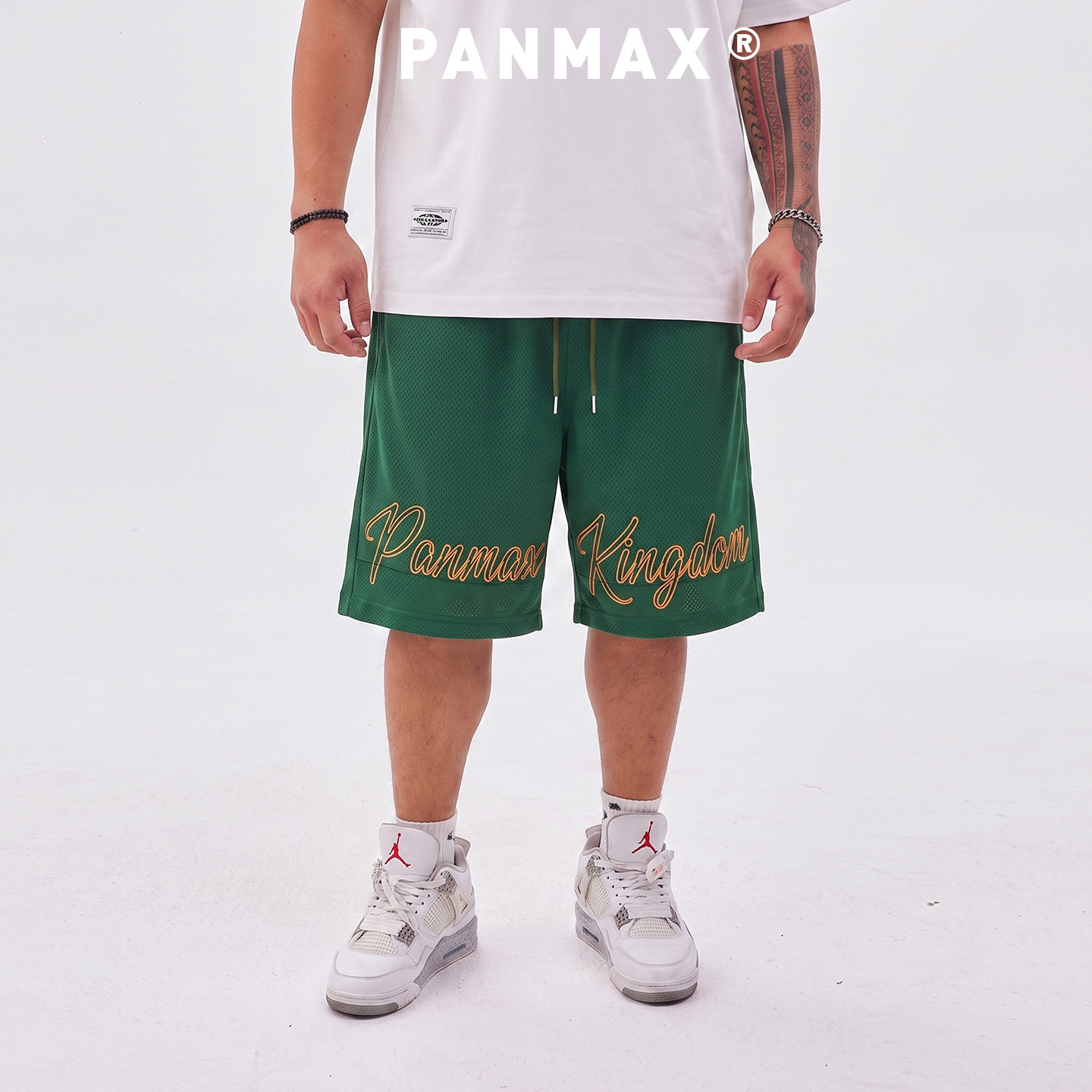PANMAX潮牌大码男装夏字母印花运动短裤松紧腰宽松休闲五分裤