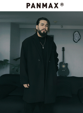 PANMAX潮牌大码男装韩系双面呢子大衣长款加厚保暖秋冬外套