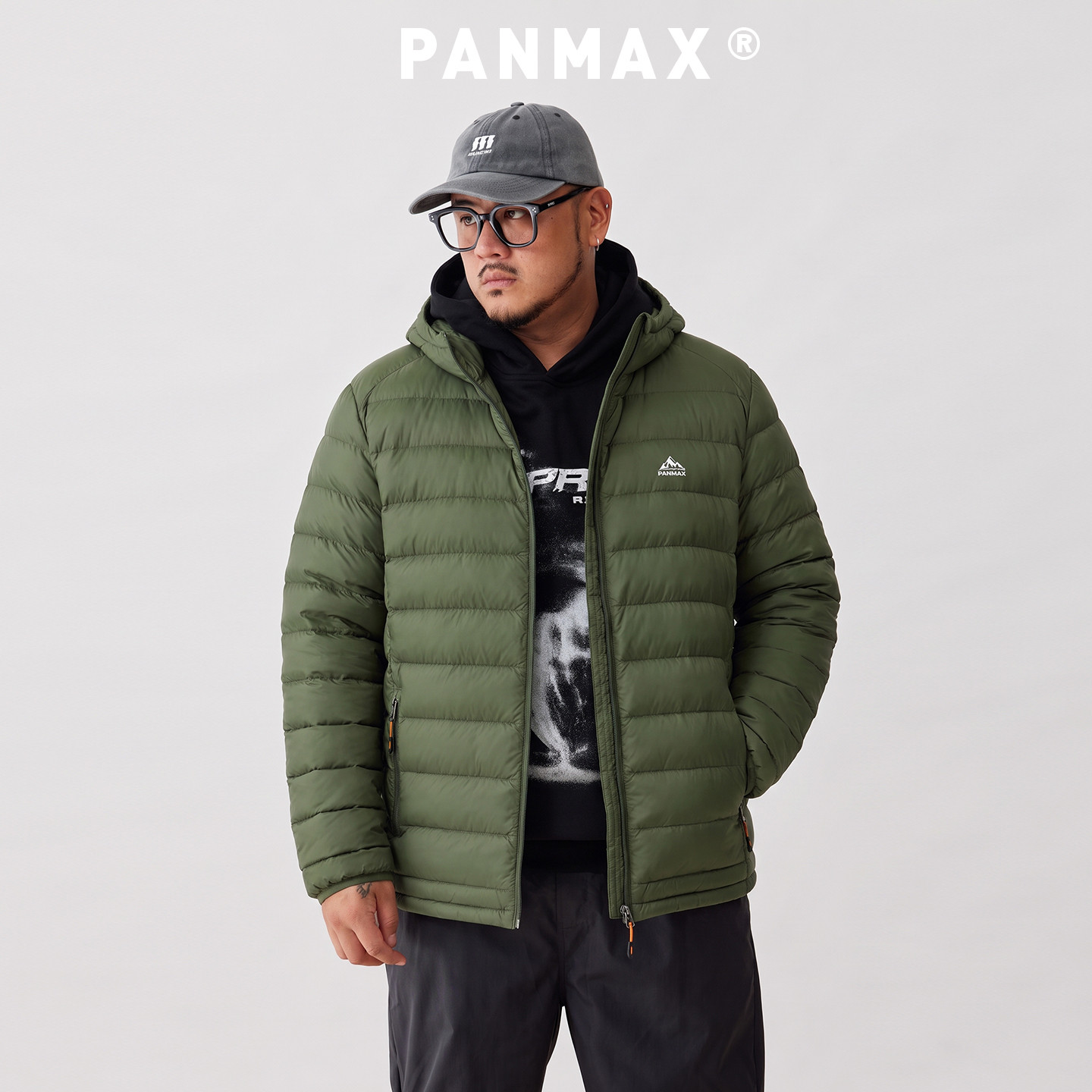 PANMAX潮牌大码冬季保暖防风棉服男连帽轻便便携外套潮流男装棉衣