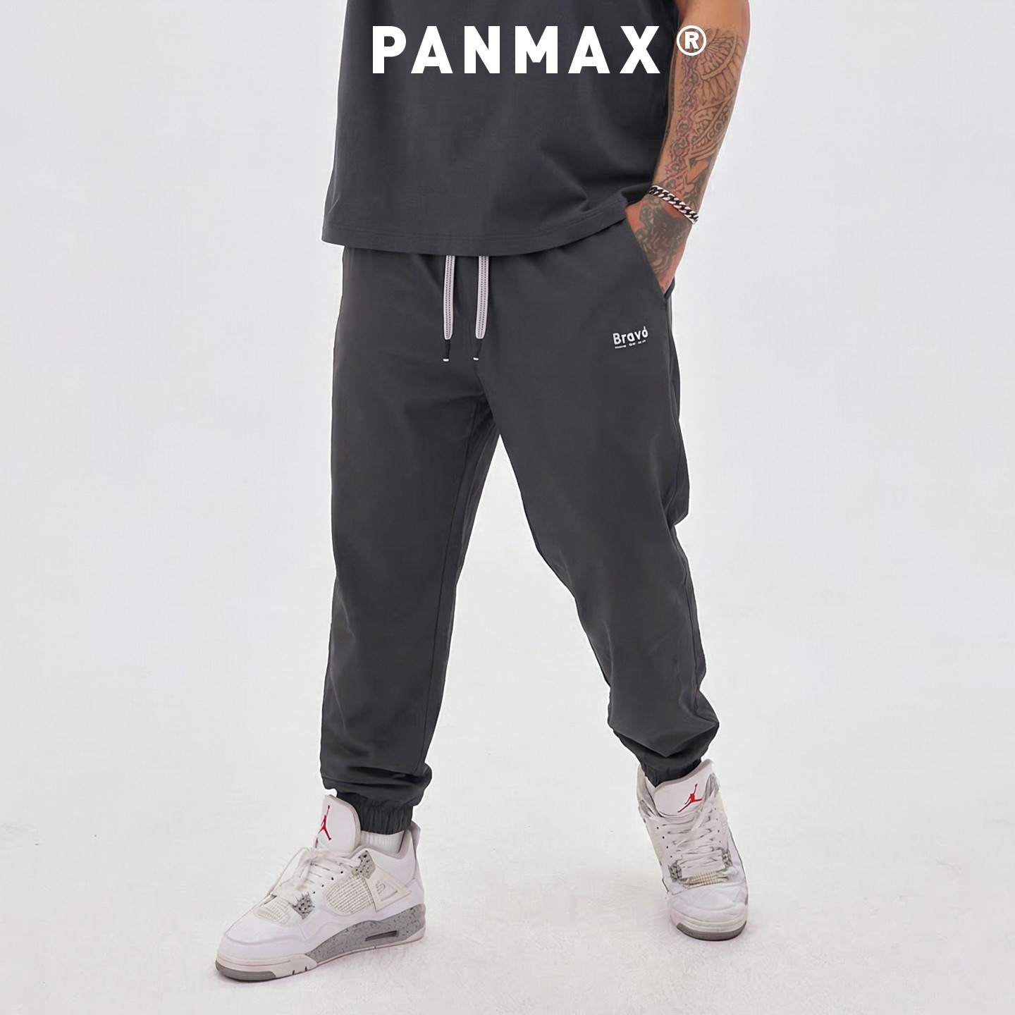 PANMAX潮牌男装春秋束脚日系休闲极简风通勤休闲裤宽松运动裤