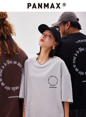 PANMAX潮牌大码男装夏季新款美式简约宽松休闲印花短袖T恤