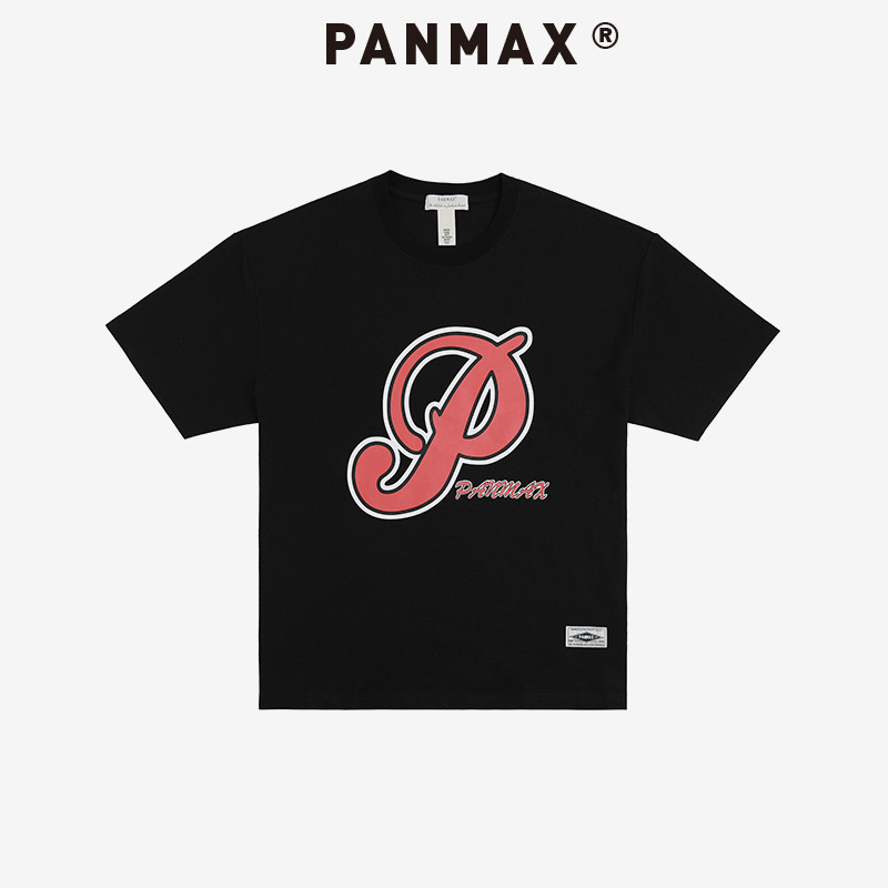 PANMAX大码男装潮牌夏新款潮酷logo印花复古圆领短袖T恤上衣