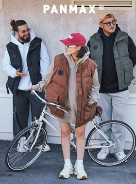 PANMAX大码潮牌男装工装立领保暖马甲背心防风加大酷潮坎肩棉服