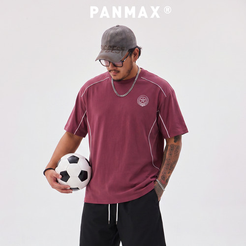 PANMAX大码男士明线吸湿速干透气短袖休闲百搭圆领运动户外T恤