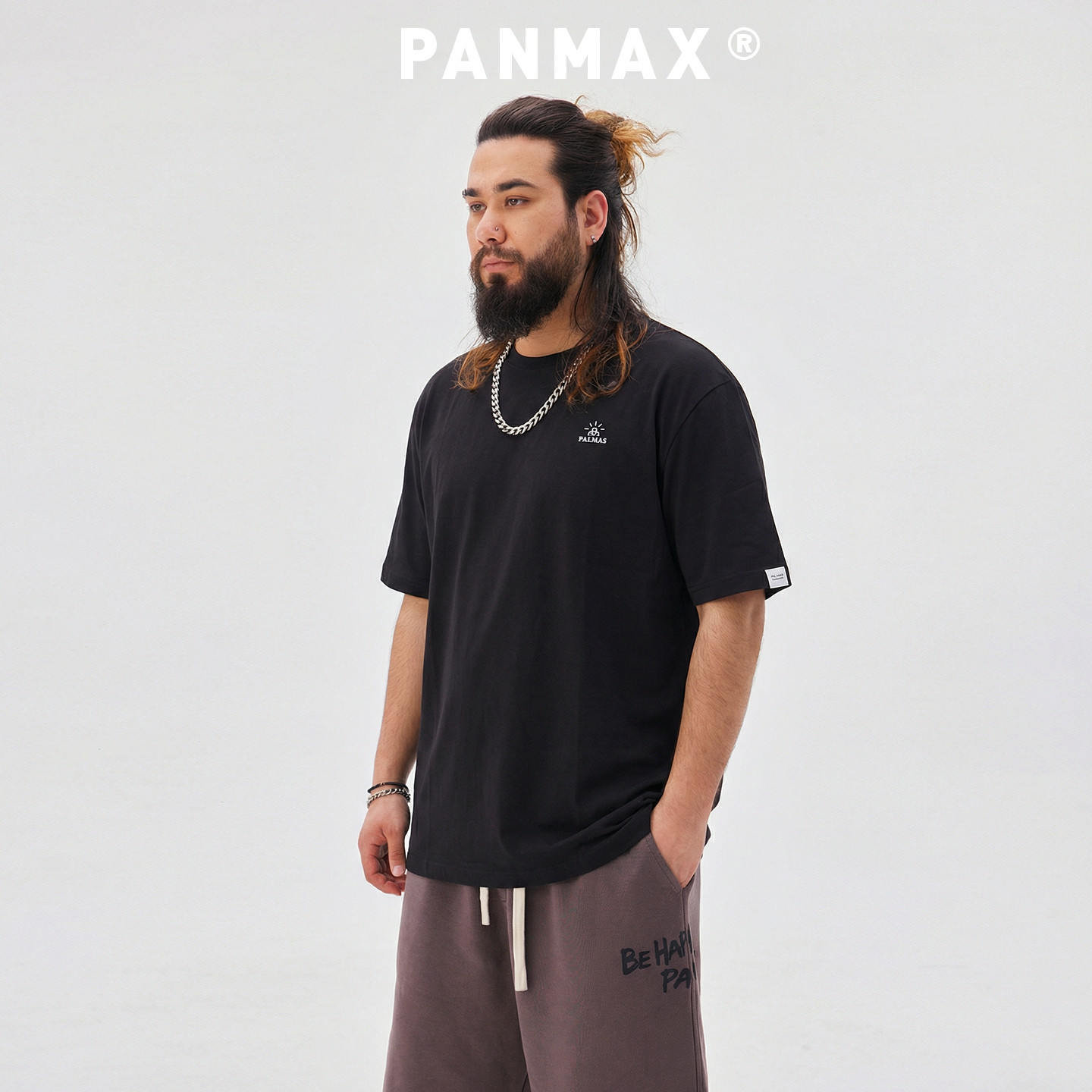 PANMAX潮牌男装夏季短袖T恤冰丝凉感透气速干弹性健身日常穿搭