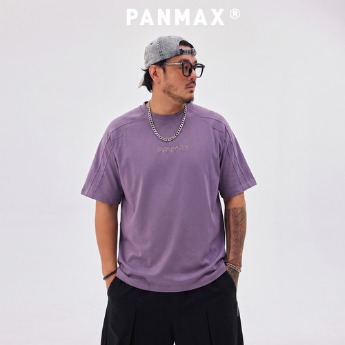 PANMAX大码莱赛尔天丝棉质T恤宽松弹力插肩袖夏季凉感透气短袖