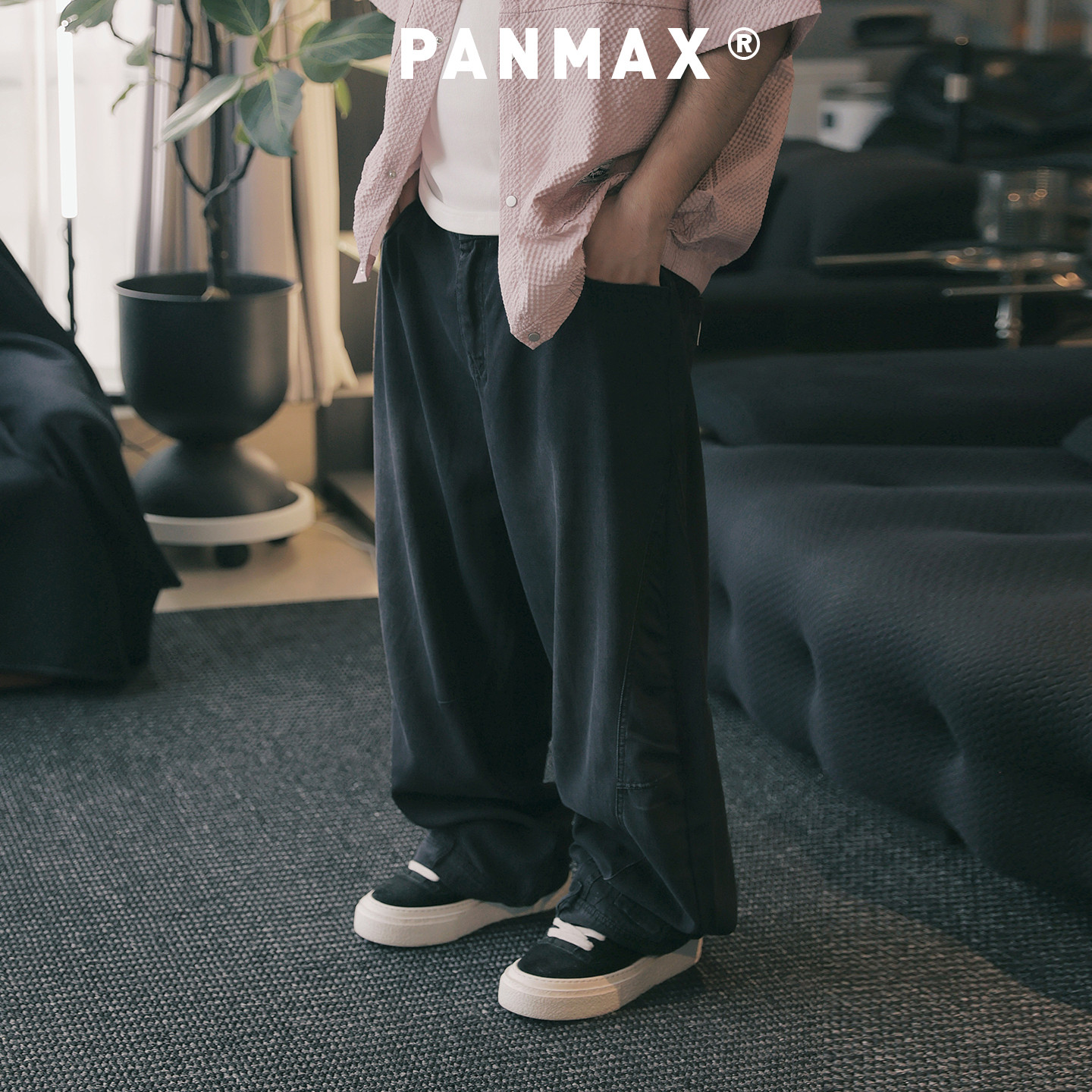 新款阔腿牛仔裤PANMAX大码男夏