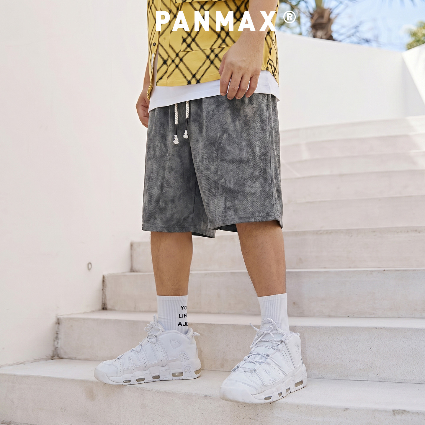 PANMAX潮牌大码男装夏季新款潮酷渐变休闲直筒五分裤短裤
