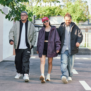 PANMAX潮牌大码男装冬季保暖休闲连帽棉服美式潮流夹克外套