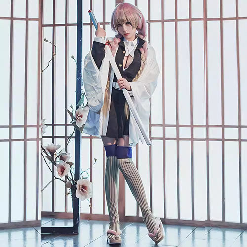 鬼灭之刃cos服甘露寺蜜璃恋柱鬼杀队cosplay动漫服装套装泡泡袖