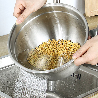 304不锈钢漏盆洗米盆淘米筛加厚家用大圆形厨房洗菜铁盆沥水盆子
