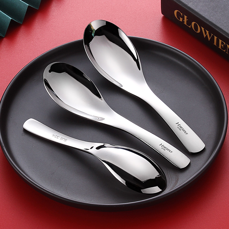 短柄304不锈钢勺子家用成人吃饭