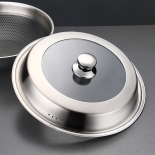 不锈钢锅盖30通用透明玻璃平底炒锅盖子32家用K40大38寸34厘米36c