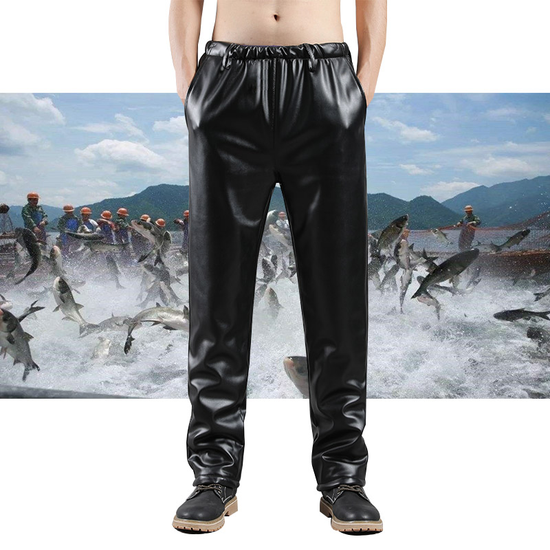 皮裤中老年宽松直筒挡风保暖加绒