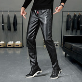 保暖紧身小脚潮流防风防水修身 皮裤 男加绒加厚冬季 机车摩托车骑行