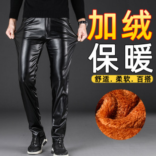 紧身皮裤 修身 摩托车皮裤 男潮机车皮裤 男加绒加厚弹力防水防风 皮裤