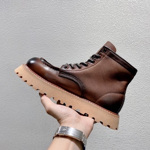靴潮鞋 冬季 厚底英伦风切尔西工装 美式 复古厚底马丁靴男英伦高帮鞋