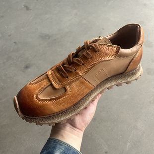 男 板鞋 潮流厚底运动休闲鞋 英伦透气男士 单鞋 日系复古真皮德训鞋