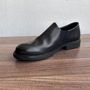 复古黑色小皮鞋男老钱风手工透气一脚蹬潮鞋个性真皮休闲乐福鞋男