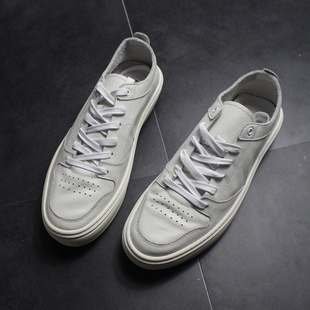 百搭男式 夏季 小白鞋 韩版 2025透气真皮白色板鞋 潮流运动休闲鞋 男