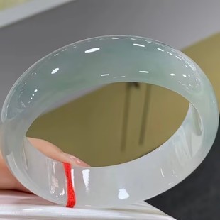 高端高冰种阳绿飘花翡色手镯豆绿晴水蓝冰玉镯玉石手镯少女款新品