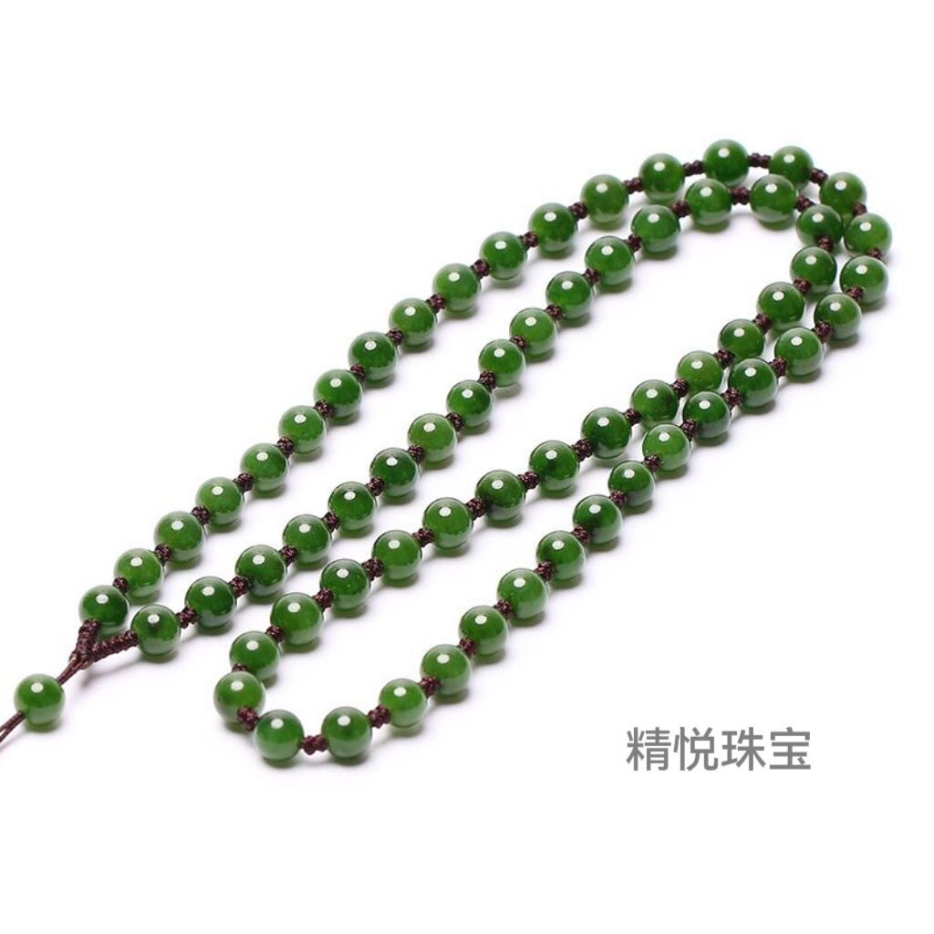 和田色玉绿色玉项链手链手串男女款散珠圆珠吊坠配饰 毛衣链玉佩