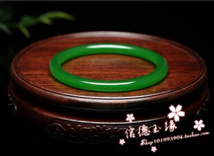 和田色细圆条手镯冰种碧绿菠菜绿成叮当女款玉手镯手链女百搭手镯