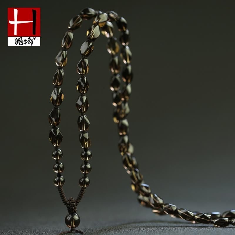 新品爆款茶色随行多棱米型珠子手工编制吊坠挂绳珠链项链绳毛衣链