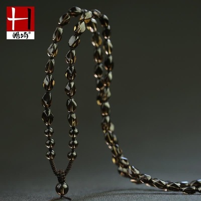 新品爆款茶色随行多棱米型珠子手工编制吊坠挂绳珠链项链绳毛衣链