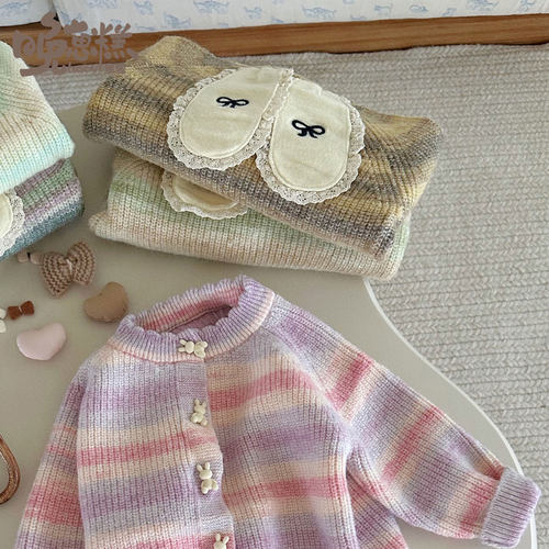 甜美秋冬开衫女渐变外套