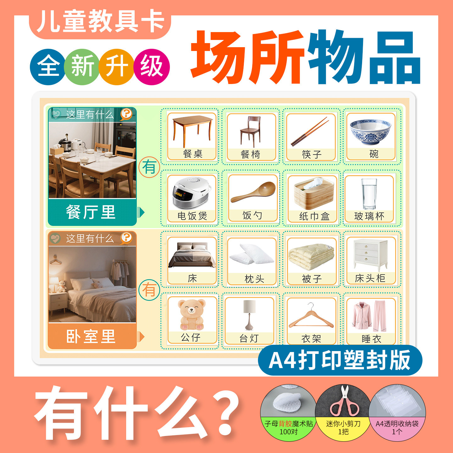 场所认知卡片这里有什么幼儿园小班自制玩具区域材料包训练教具