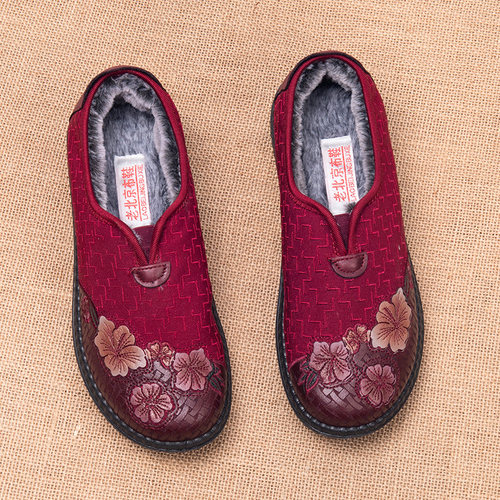 老北京布鞋女冬季加绒保暖老人鞋