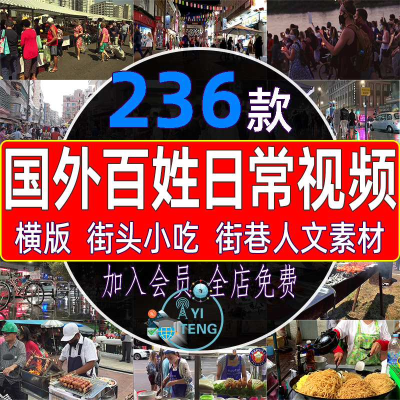 国外百姓日常生活记录现代市井人文街头巷子小吃实拍百态视频素材