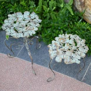 花园做旧铁艺花凳蝴蝶铸铁花盆托架庭院阳台民宿多肉绿植置物架子