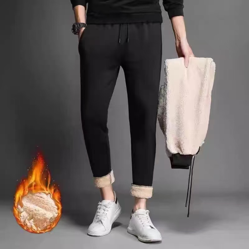 外贸清仓冬季羊羔绒运动裤