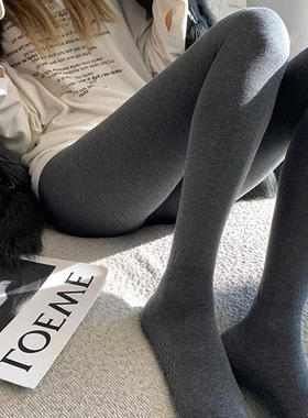 lulu arrow灰色打底裤秋冬外穿配裙子高腰加绒加厚保暖羊绒连裤袜