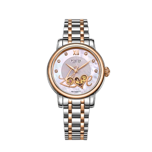 宝时捷手表机械表花火系列镂空钢带机械女表6095