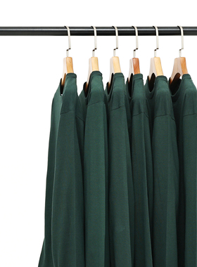 复古风深绿墨绿色250g厚实重磅不透纯棉圆领长袖T恤男女宽松全棉T