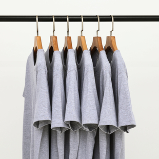 【小白家】浅灰色纯棉短袖圆领T恤男女全棉白T大码基础款打底衫