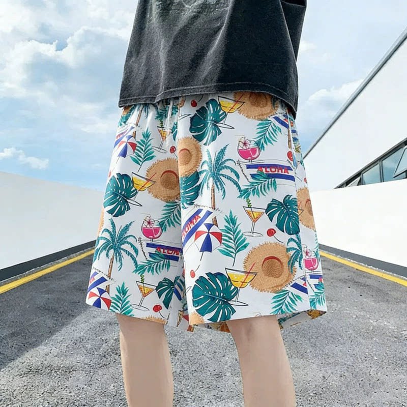 夏季宽松五分裤海边沙滩裤男薄款透气大码大裤衩度假短裤睡裤速干