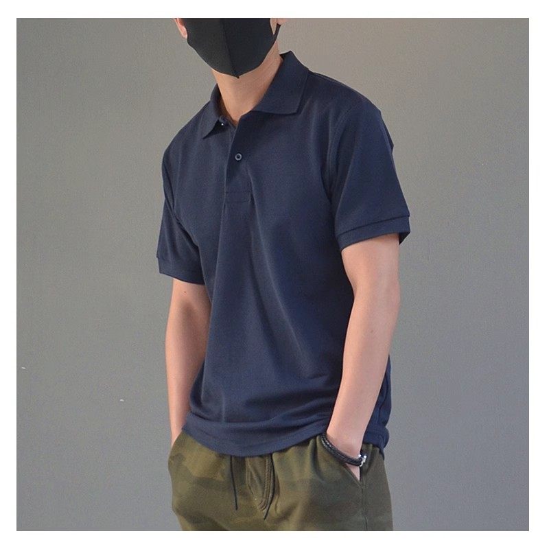 【小白家】夏纯色短袖polo衫翻领t恤男女大码宽松学生青年潮T