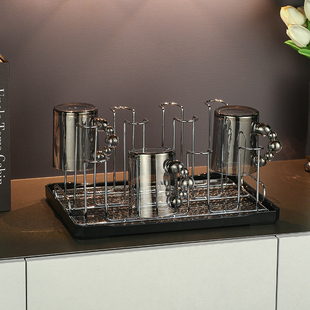 家用杯架台球厅玻璃杯置物架客厅水杯收纳架KTV倒挂杯架带托盘