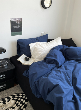 北境邮递员/vinta复古布鲁蓝水洗棉床单四件套全棉被套床笠三件套