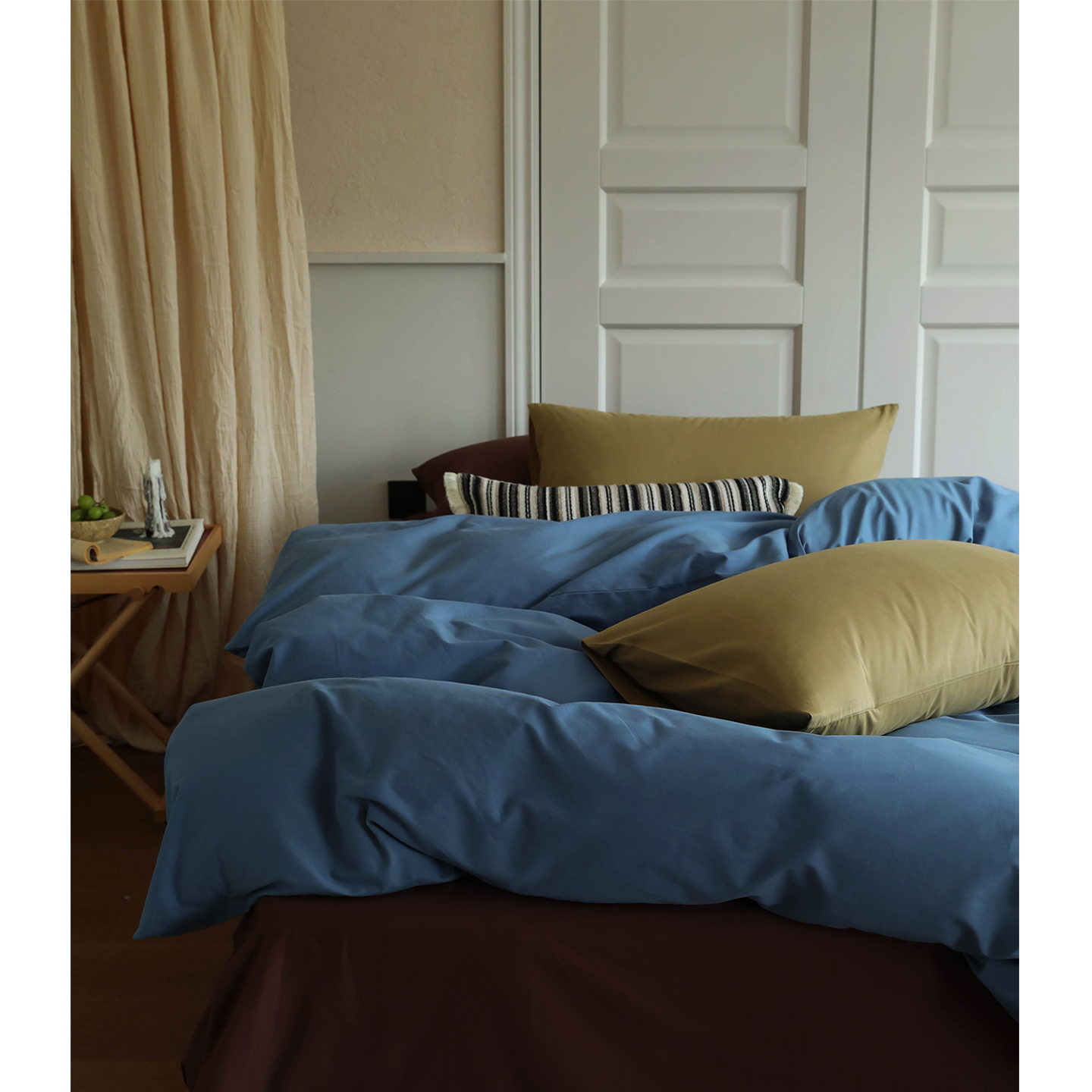 了不起的盖斯/retro秋冬复古50支素色磨毛保暖床单四件套全棉被套