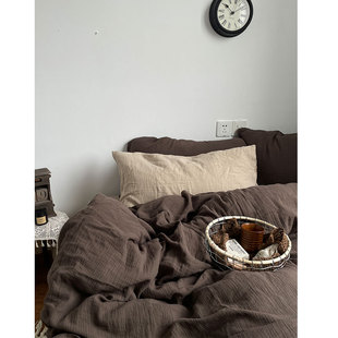 穆尼惠1931/vintage美式复古美拉德双层皱皱纱全棉床单四件套